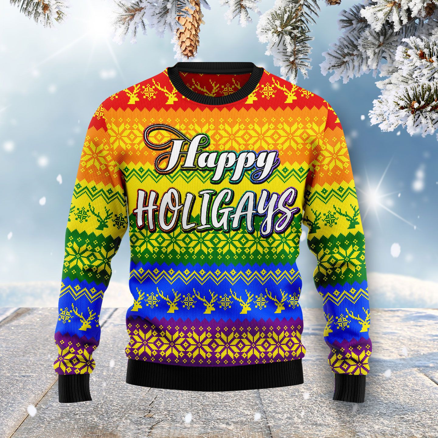 LGBT Gay Pride Happy Holigays Ugly Christmas Sweater, Perfect Holiday Gift