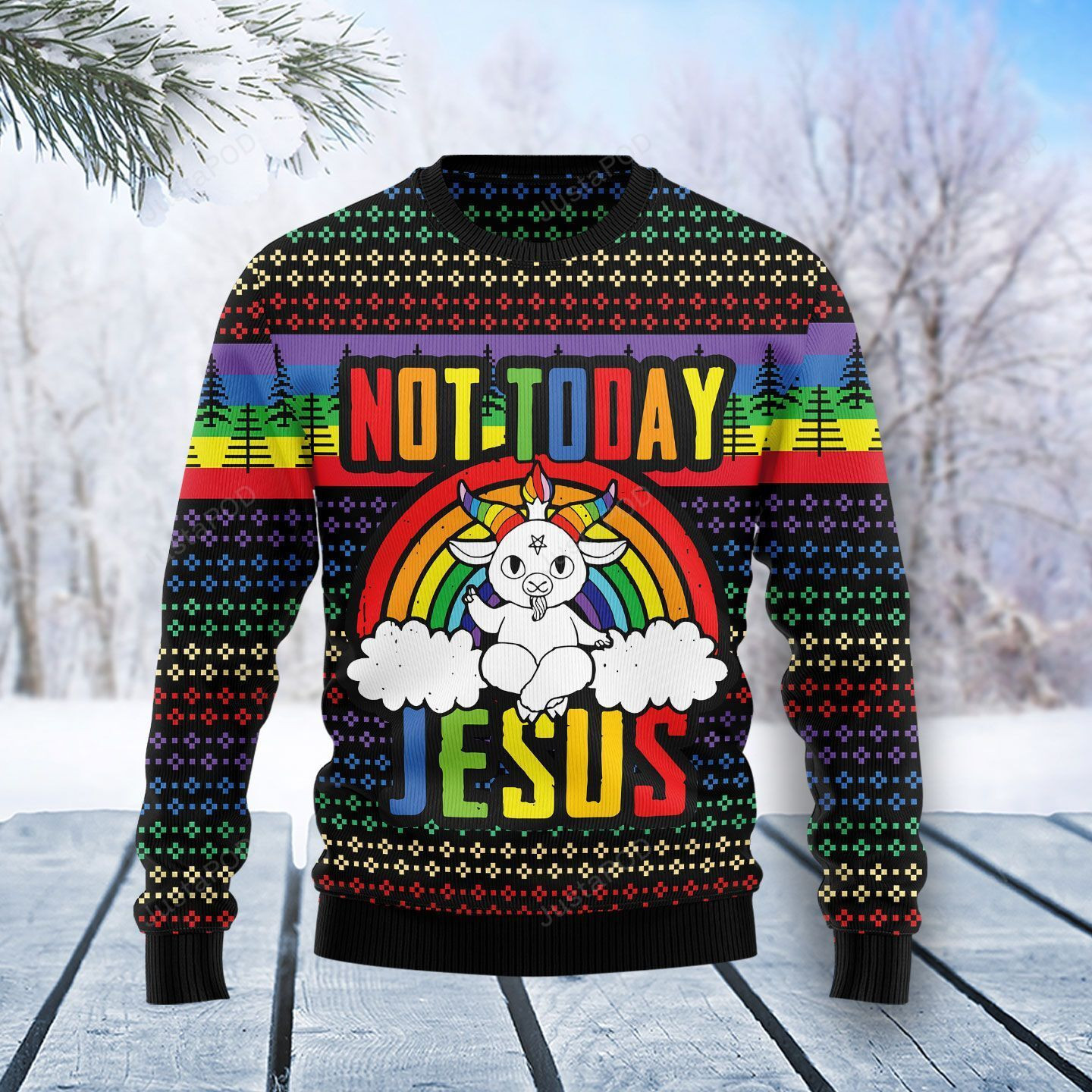 Lgbt Not Today Jesus Ugly Christmas Sweater, Perfect Holiday Gift