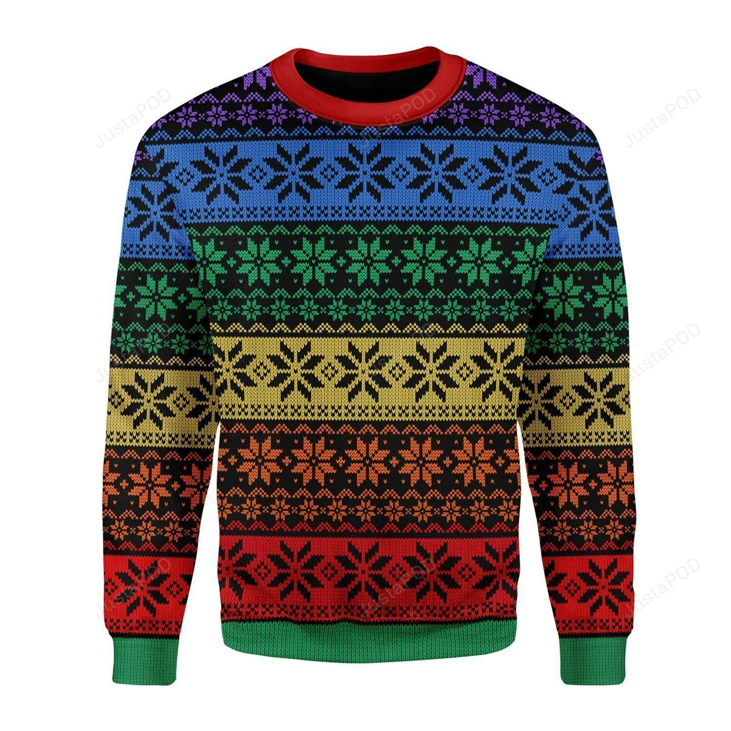Lgbt Pride Flag Ugly Christmas Sweater, Perfect Holiday Gift
