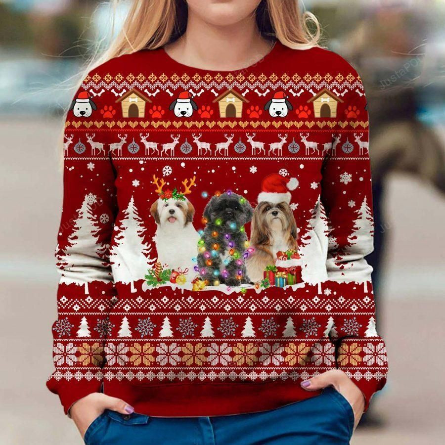 Lhasa Apso Xmas Ugly Christmas Sweater, Perfect Holiday Gift