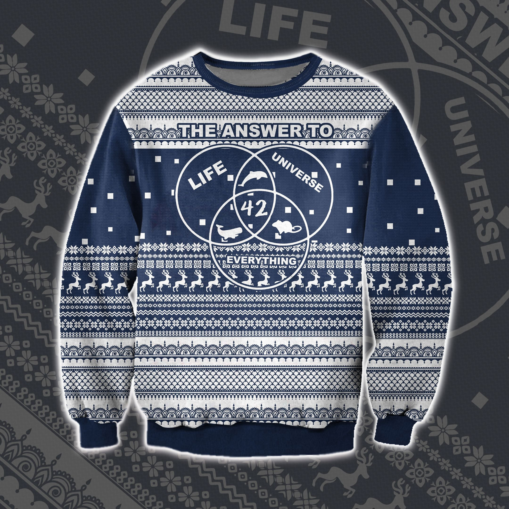 Life, The Universe And Everything 3D Print Ugly Christmas Sweater