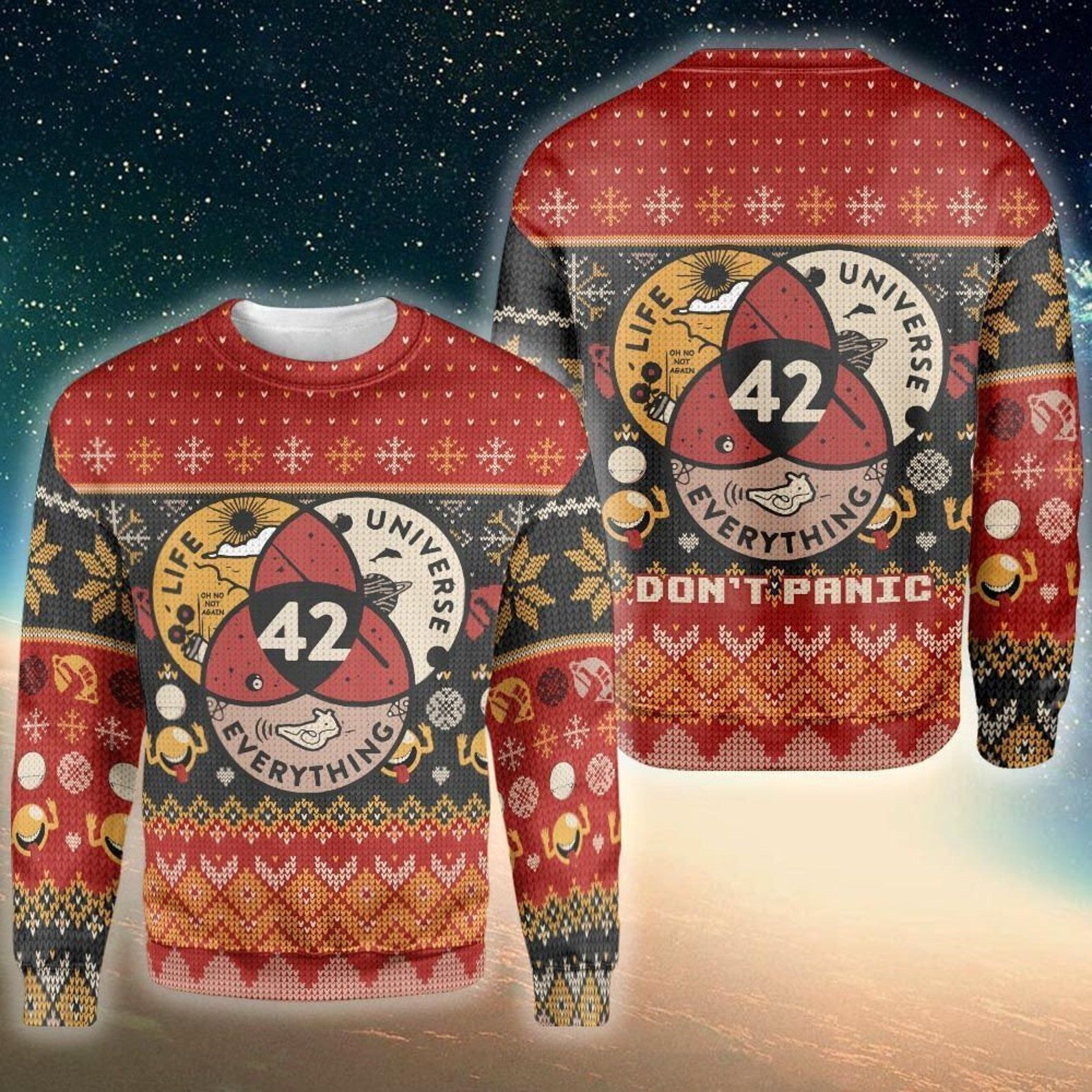 Life Universe Everything 42 For Unisex Ugly Christmas Sweater,
