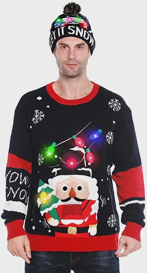 Light Up Men?S Christmas Sweater, Ugly Christmas Sweater,