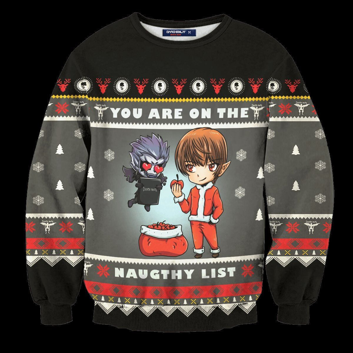 Light Yagami You Are The Naughty List Ugly Christmas Sweater, Perfect Holiday Gift