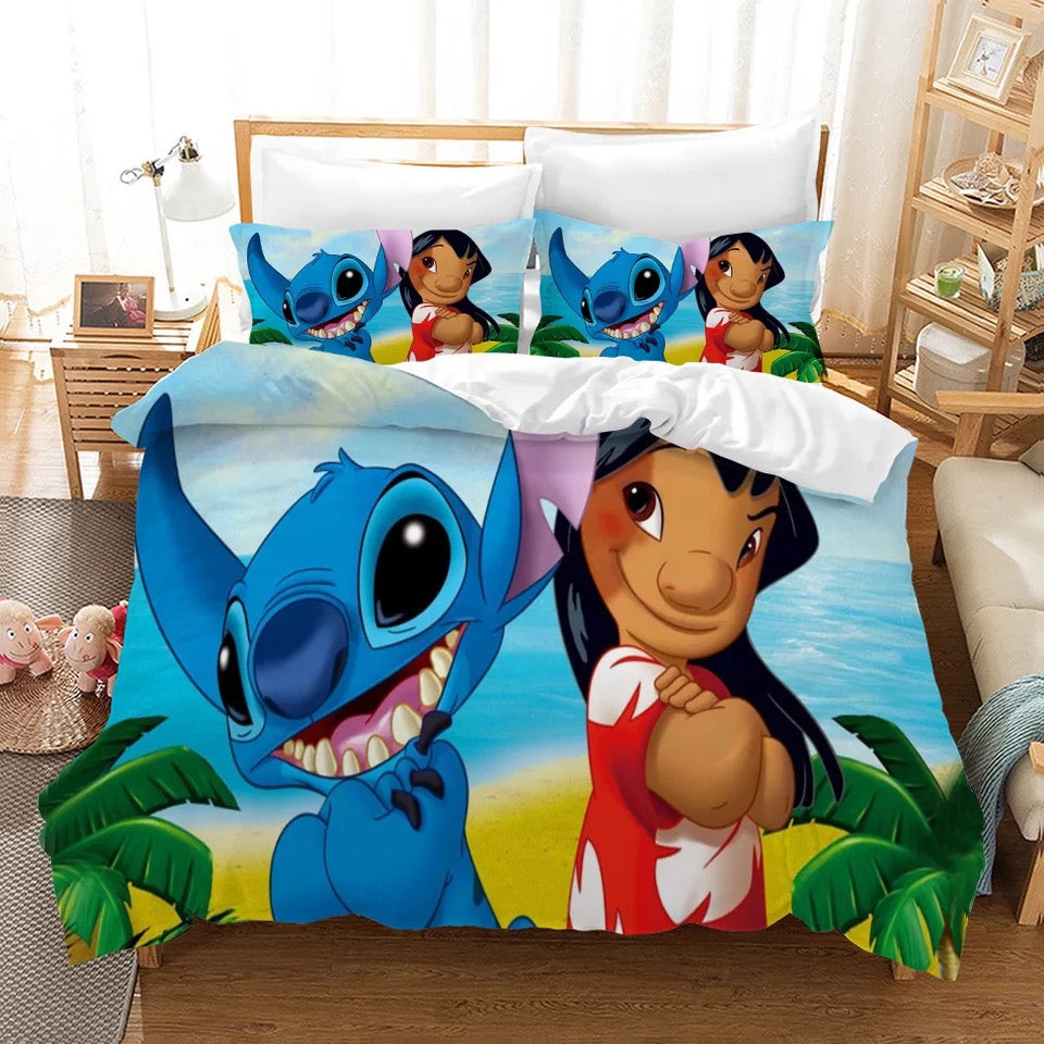 Lilo & Stitch Duvet Cover Quilt Cover Pillowcase Bedding Set Bed Linen Home Bedroom Decor
