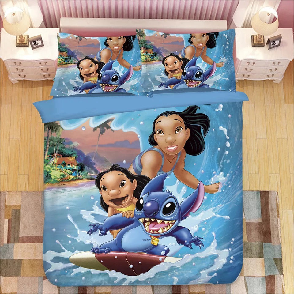 Lilo & Stitch Duvet Cover Quilt Cover Pillowcase Bedding Set Bed Linen Home Bedroom Decor