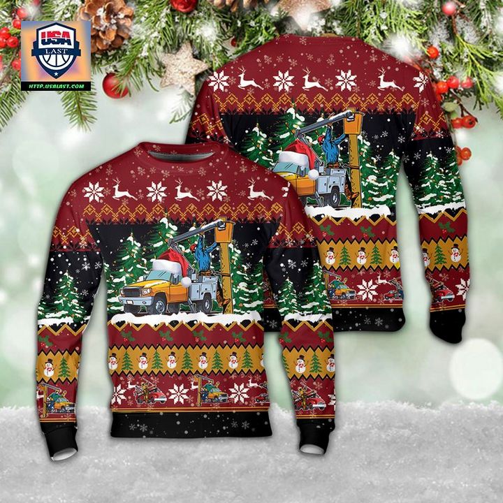 Lineman With Bucket Truck Christmas Sweater 3D
