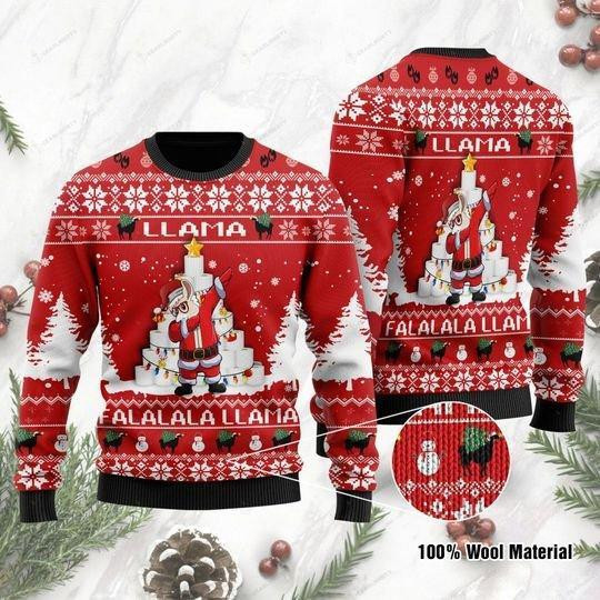Llama Falalala Llama With Toilet Paper Ugly Christmas Sweater, Perfect Holiday Gift