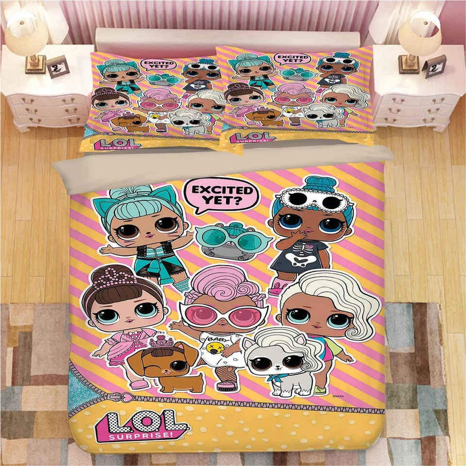 Lol Surprise! Duvet Cover Quilt Cover Pillowcase Bedding Set Bed Linen Home Bedroom Decor
