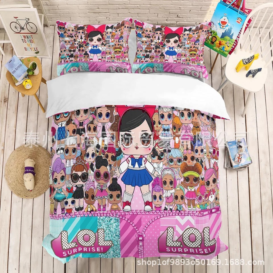 Lol Surprise! Duvet Cover Quilt Cover Pillowcase Bedding Set Bed Linen Home Bedroom Decor