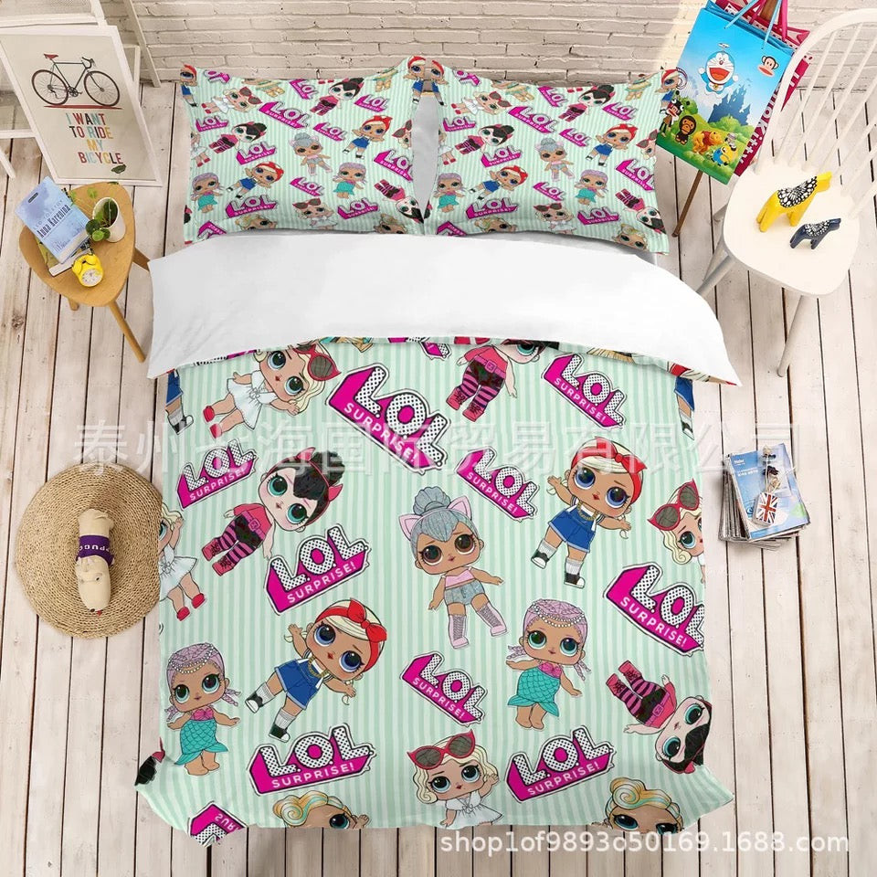 Lol Surprise! Duvet Cover Quilt Cover Pillowcase Bedding Set Bed Linen Home Bedroom Decor