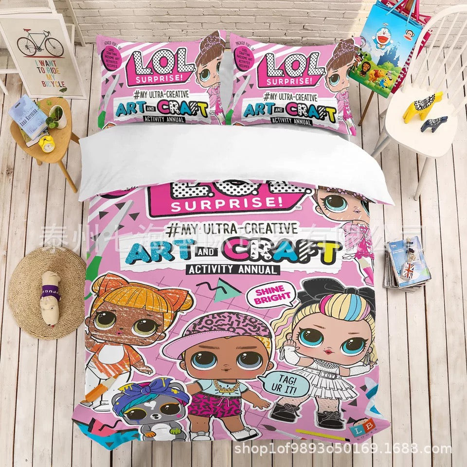 Lol Surprise! Duvet Cover Quilt Cover Pillowcase Bedding Set Bed Linen Home Bedroom Decor