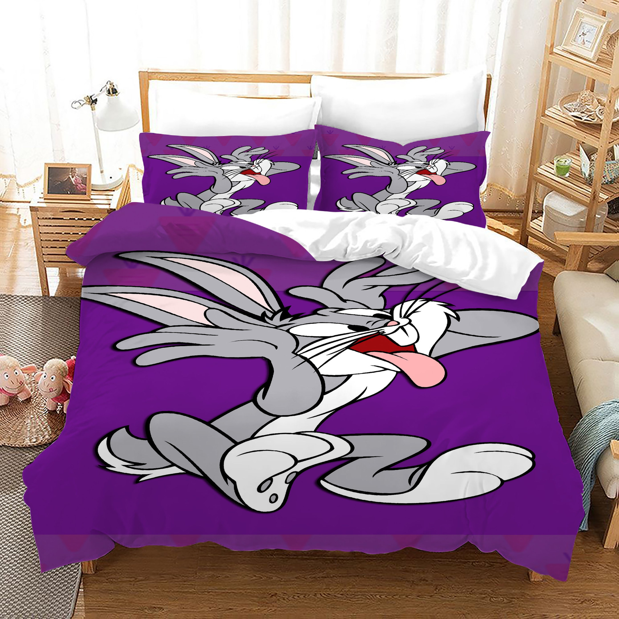 Looney Tunes Bugs Bunny Duvet Cover Quilt Cover Pillowcase Bedding Set Bed Linen Home Bedroom Decor