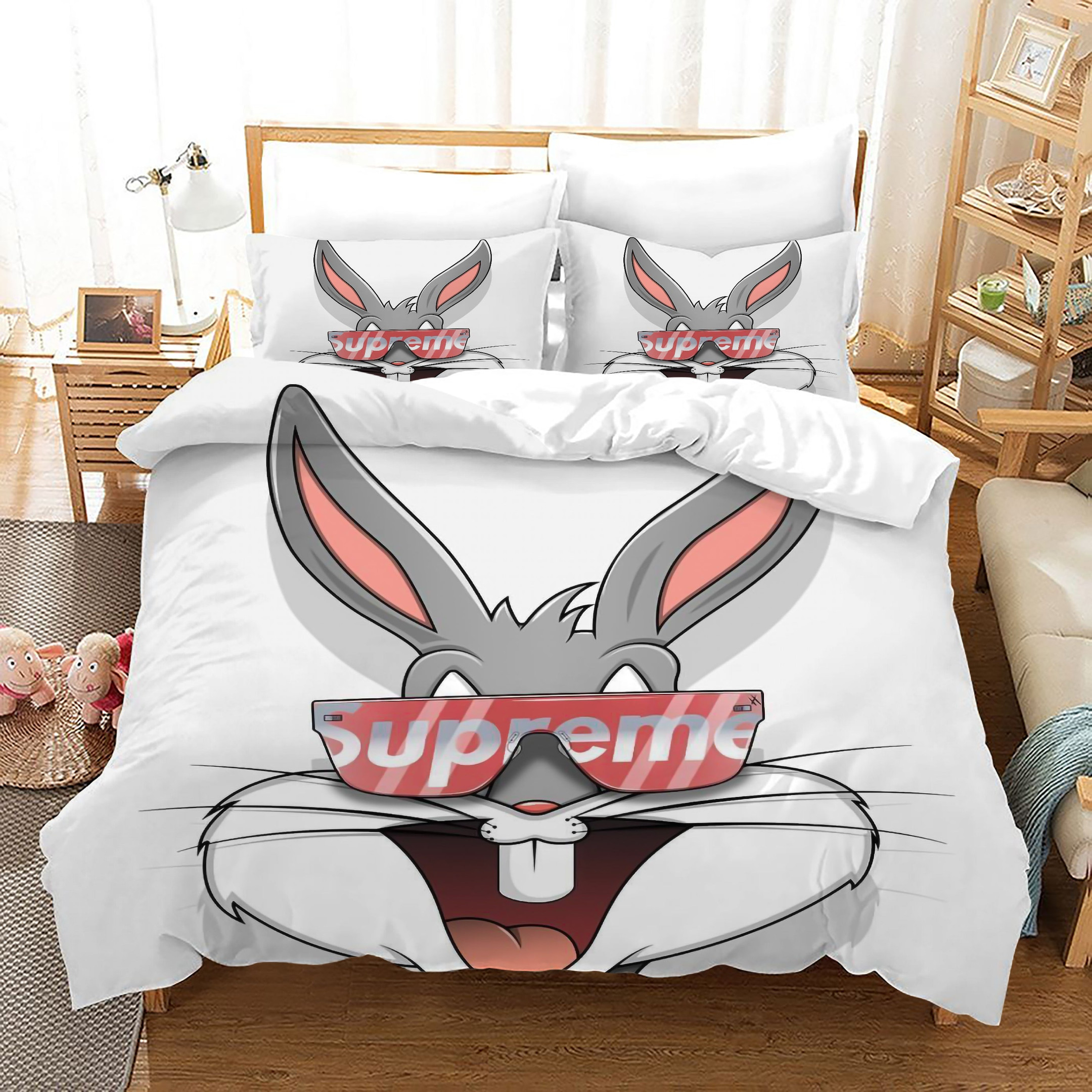 Looney Tunes Bugs Bunny Duvet Cover Quilt Cover Pillowcase Bedding Set Bed Linen Home Bedroom Decor