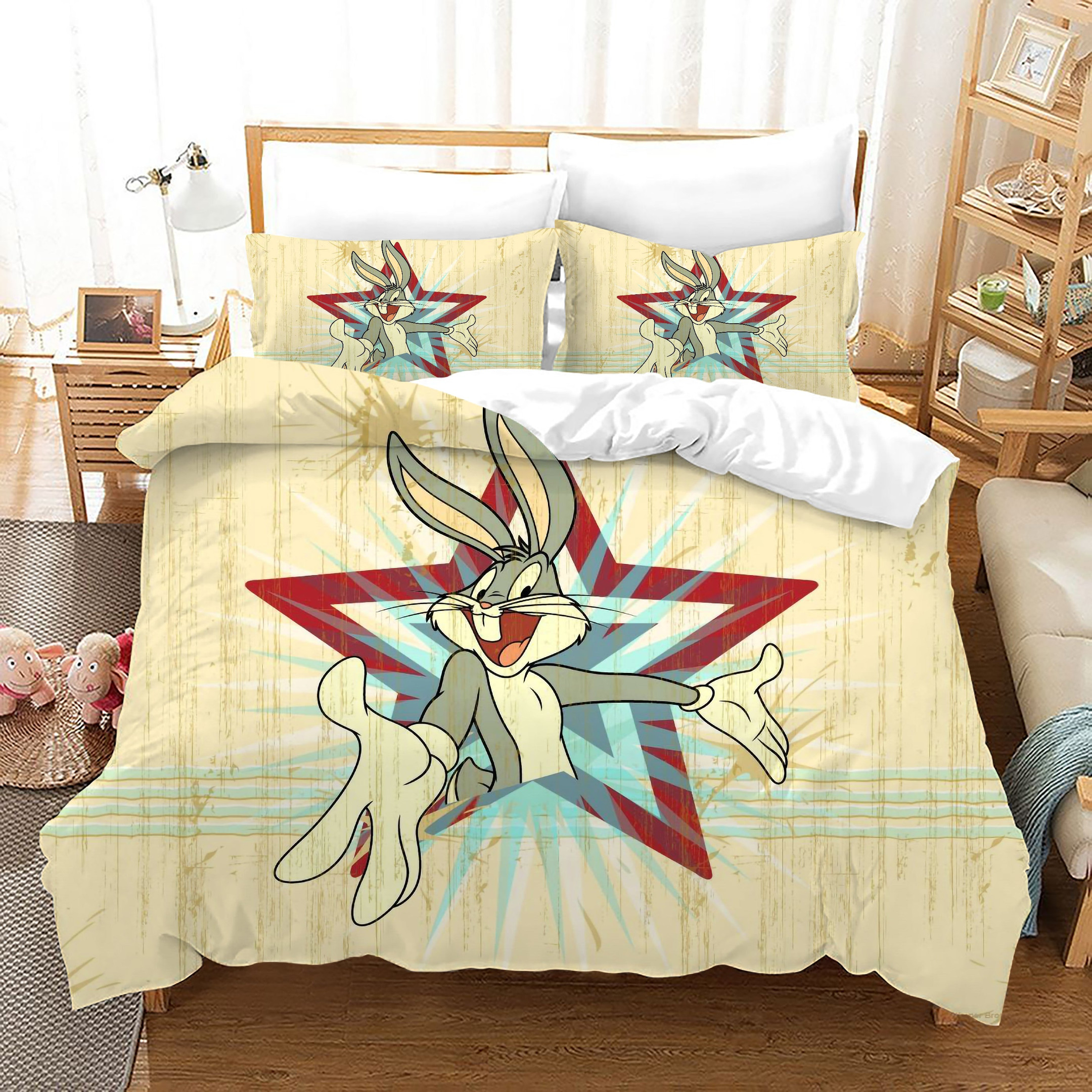 Looney Tunes Bugs Bunny Duvet Cover Quilt Cover Pillowcase Bedding Set Bed Linen Home Bedroom Decor