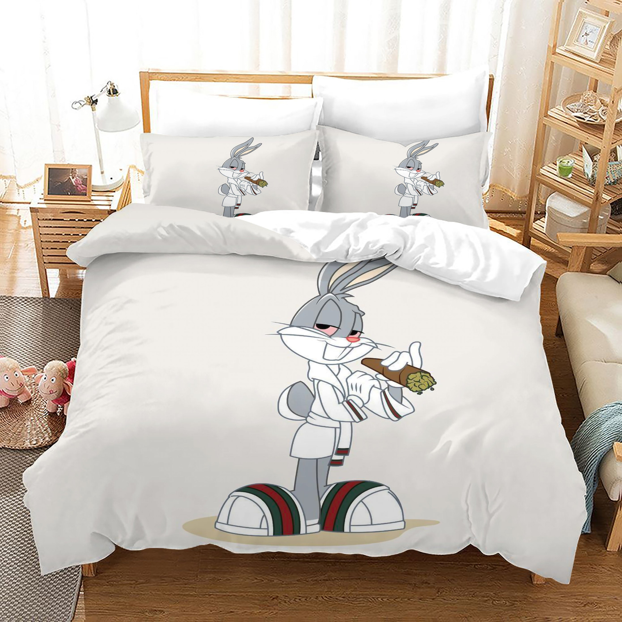 Looney Tunes Bugs Bunny Duvet Cover Quilt Cover Pillowcase Bedding Set Bed Linen Home Bedroom Decor