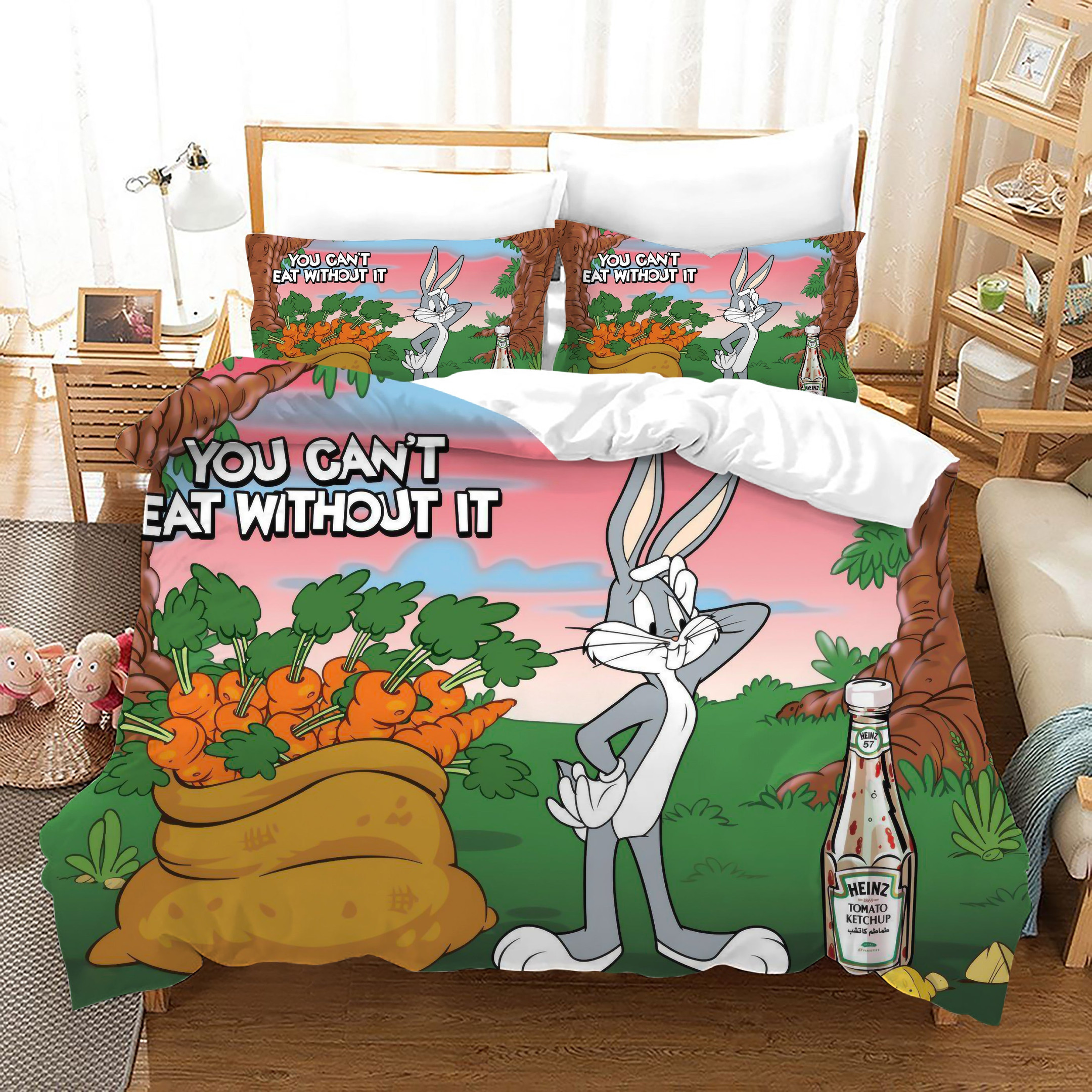 Looney Tunes Bugs Bunny Duvet Cover Quilt Cover Pillowcase Bedding Set Bed Linen Home Bedroom Decor