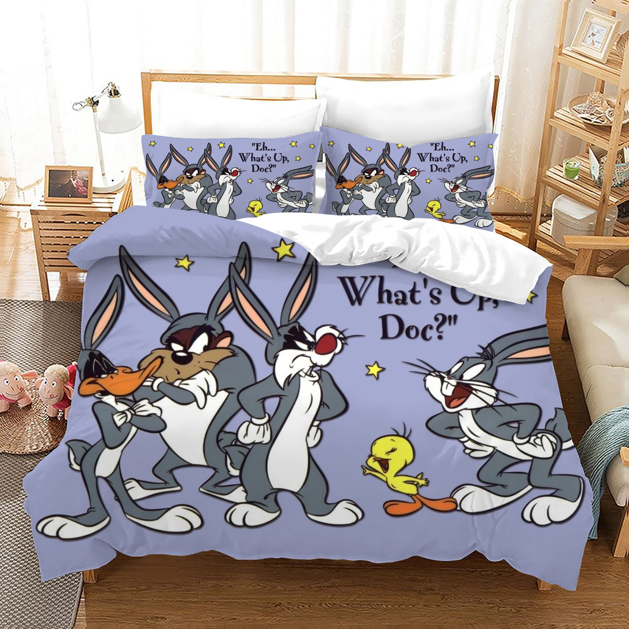 Looney Tunes Bugs Bunny Duvet Cover Quilt Cover Pillowcase Bedding Set Bed Linen Home Bedroom Decor