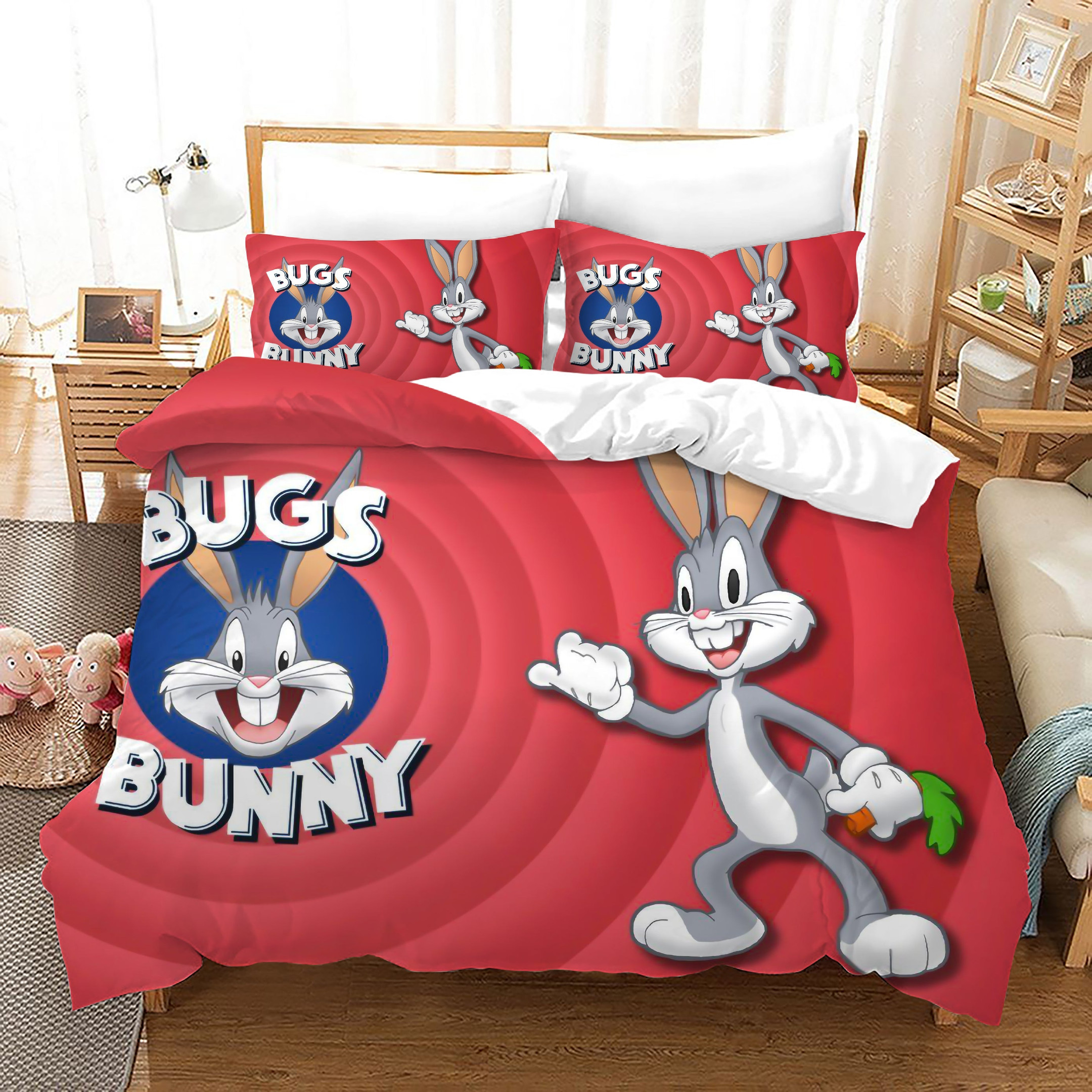 Looney Tunes Bugs Bunny Duvet Cover Quilt Cover Pillowcase Bedding Set Bed Linen Home Bedroom Decor
