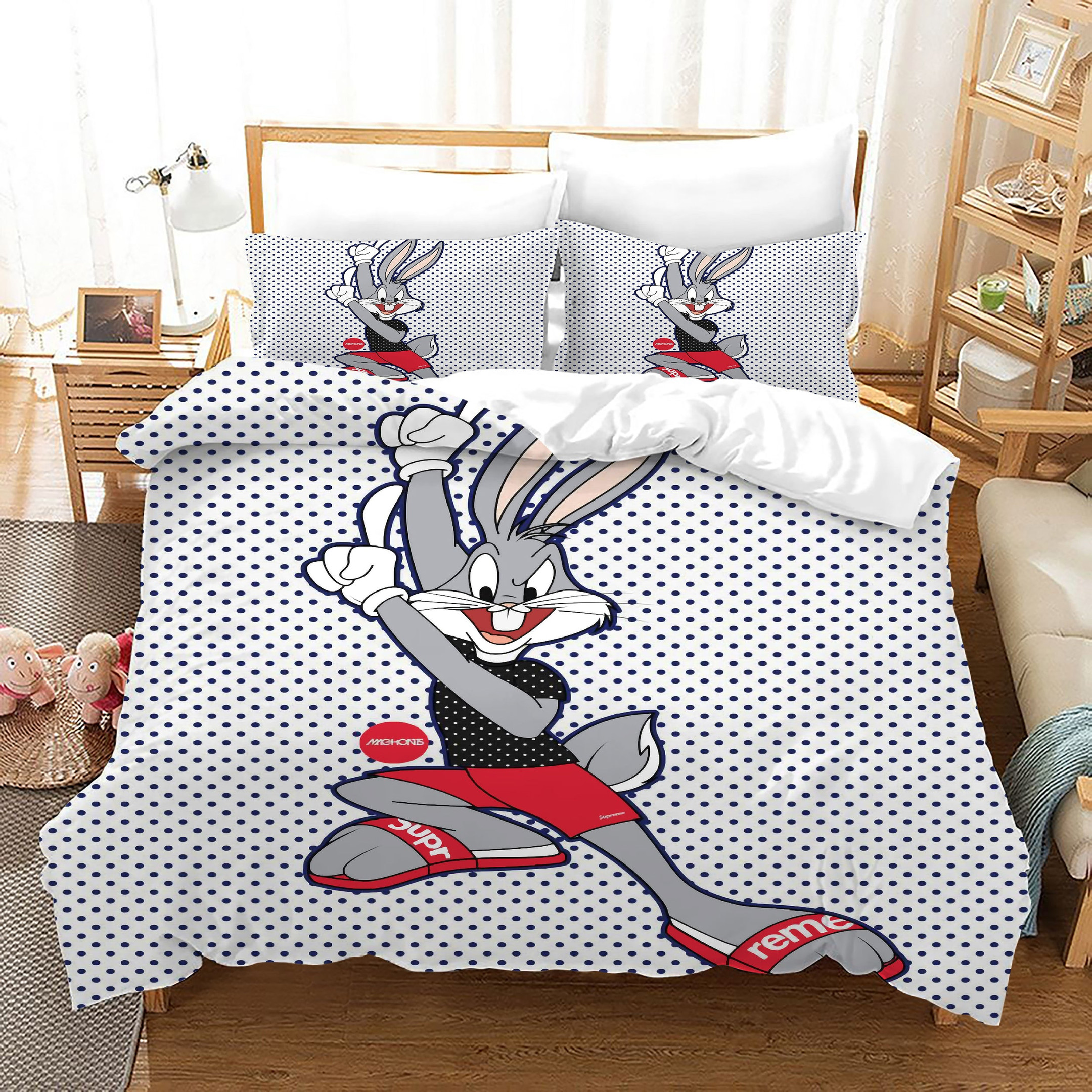 Looney Tunes Bugs Bunny Duvet Cover Quilt Cover Pillowcase Bedding Set Bed Linen Home Bedroom Decor
