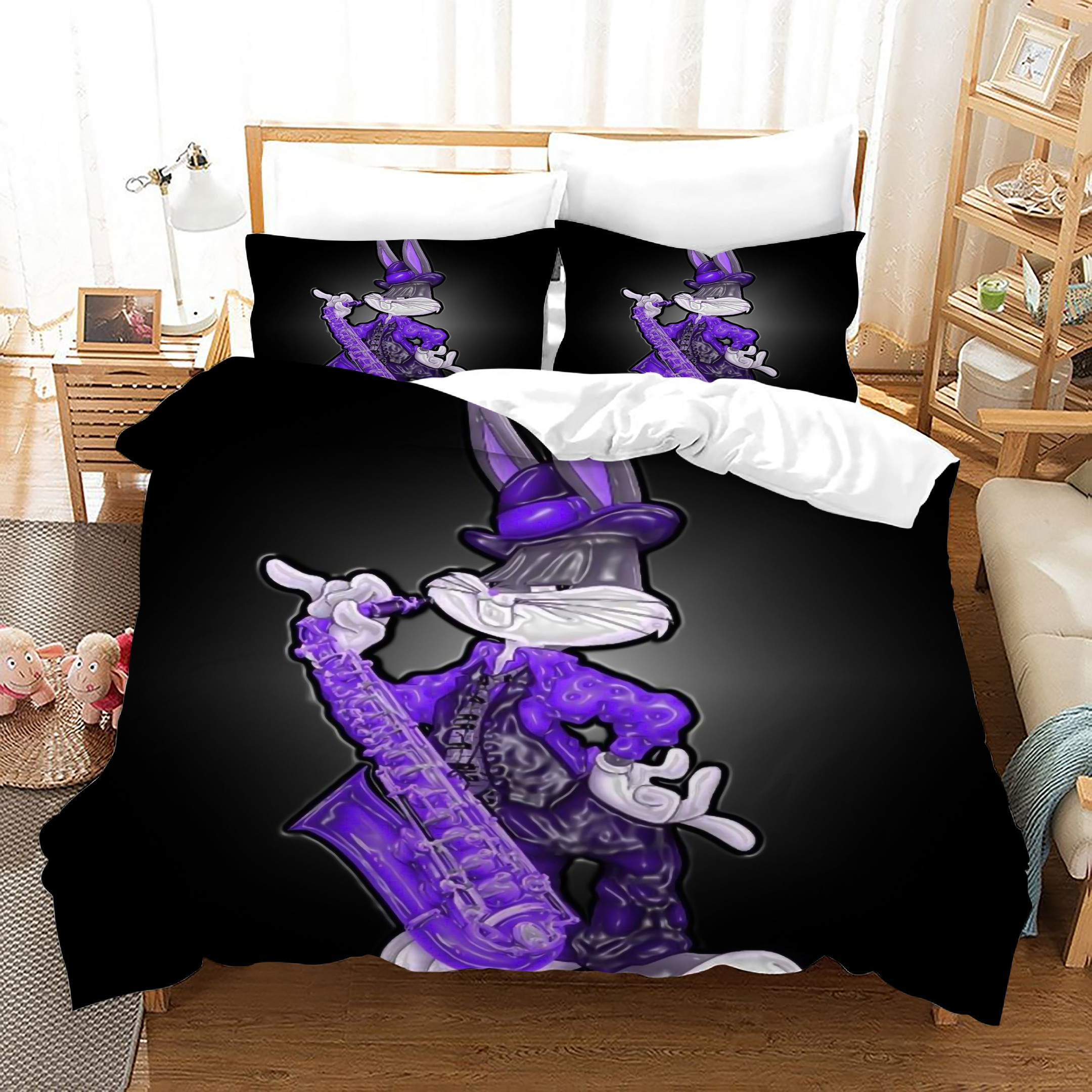 Looney Tunes Bugs Bunny Duvet Cover Quilt Cover Pillowcase Bedding Set Bed Linen Home Bedroom Decor