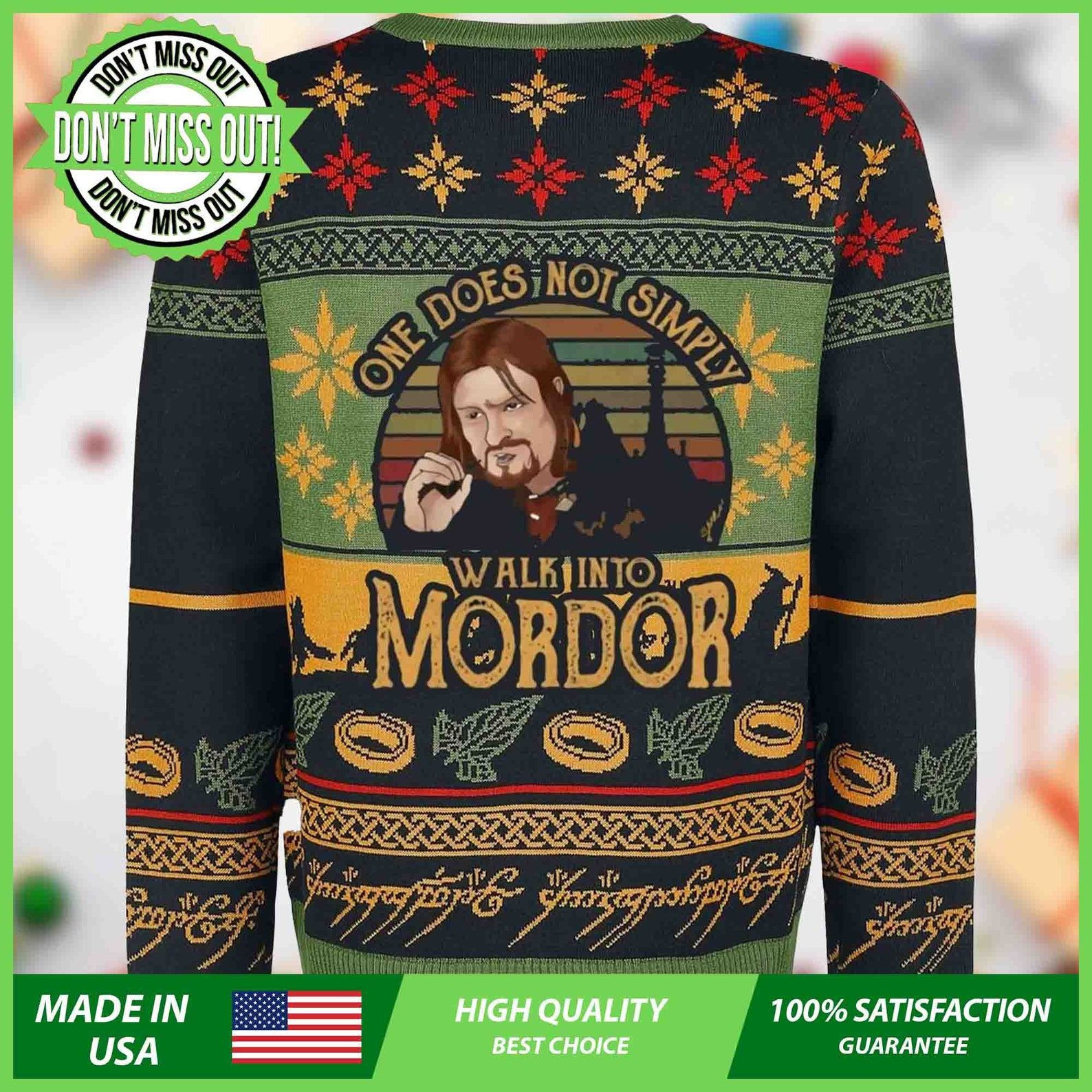 Lort One Does Not Simply Walking Into Mordor Ugly Christmas Sweater,