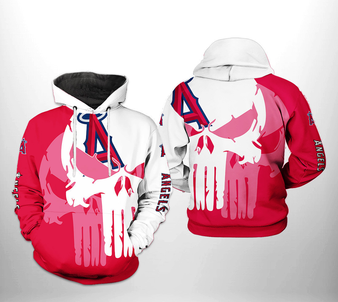 Los Angeles Angels MLB Team Skull 3D All Over Print Hoodie & Zip Hoodie