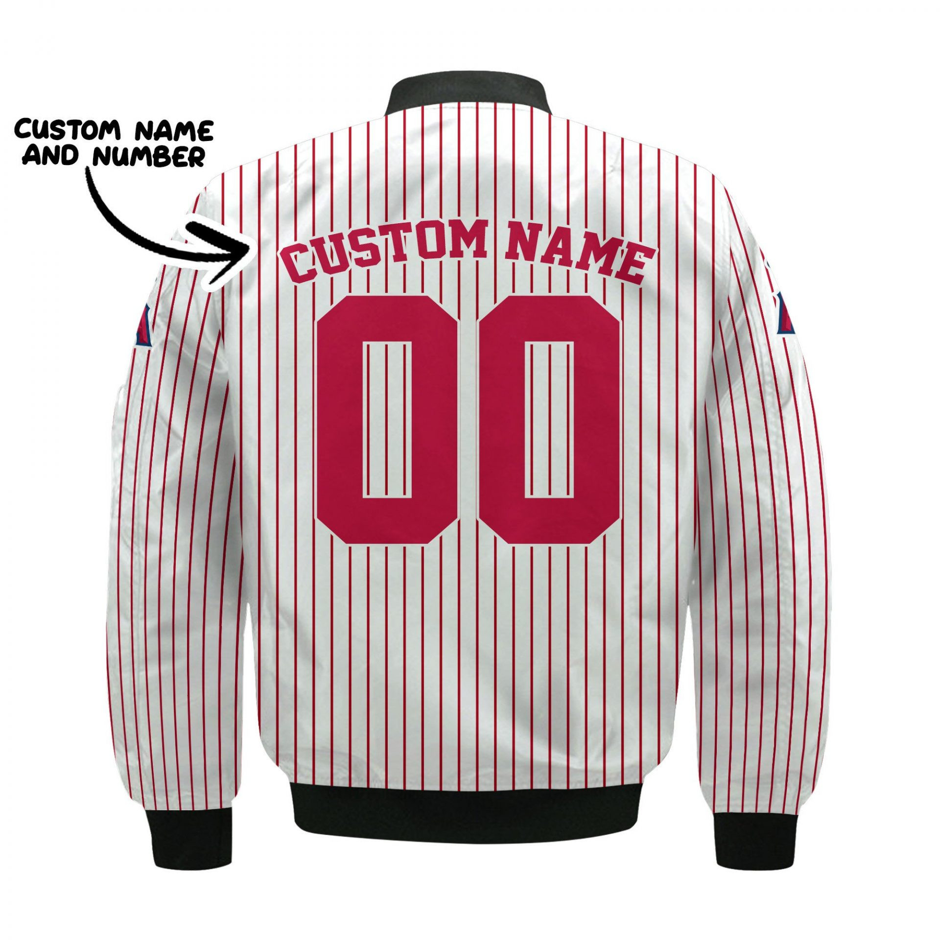 Los Angeles Angels Personalized Name Number Stripes Bomber Jacket | MLB Team Jacket for Men & Women | Baseball Fan Gift - Image 3