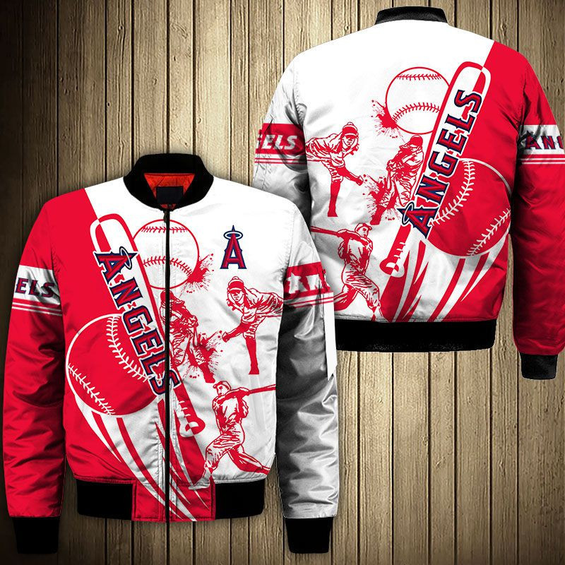 Los Angeles Angels Red White Bomber Jacket | MLB Team Jacket for Men & Women | Baseball Fan Gift