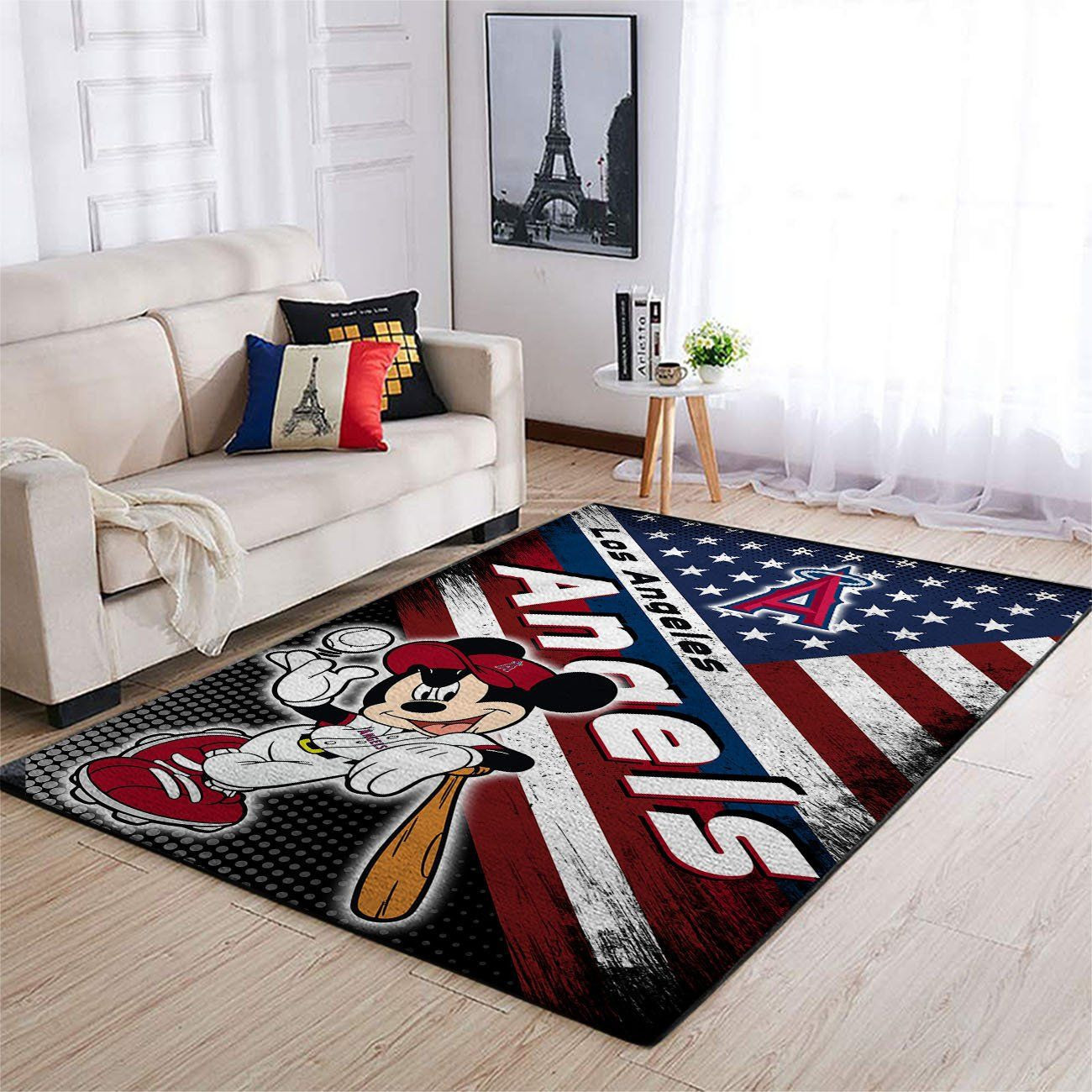 Los Angeles Angels Team Logo Mickey Us Rectangle Area Rug – Full Print Carpet For Living Room & Bedroom Home Decor