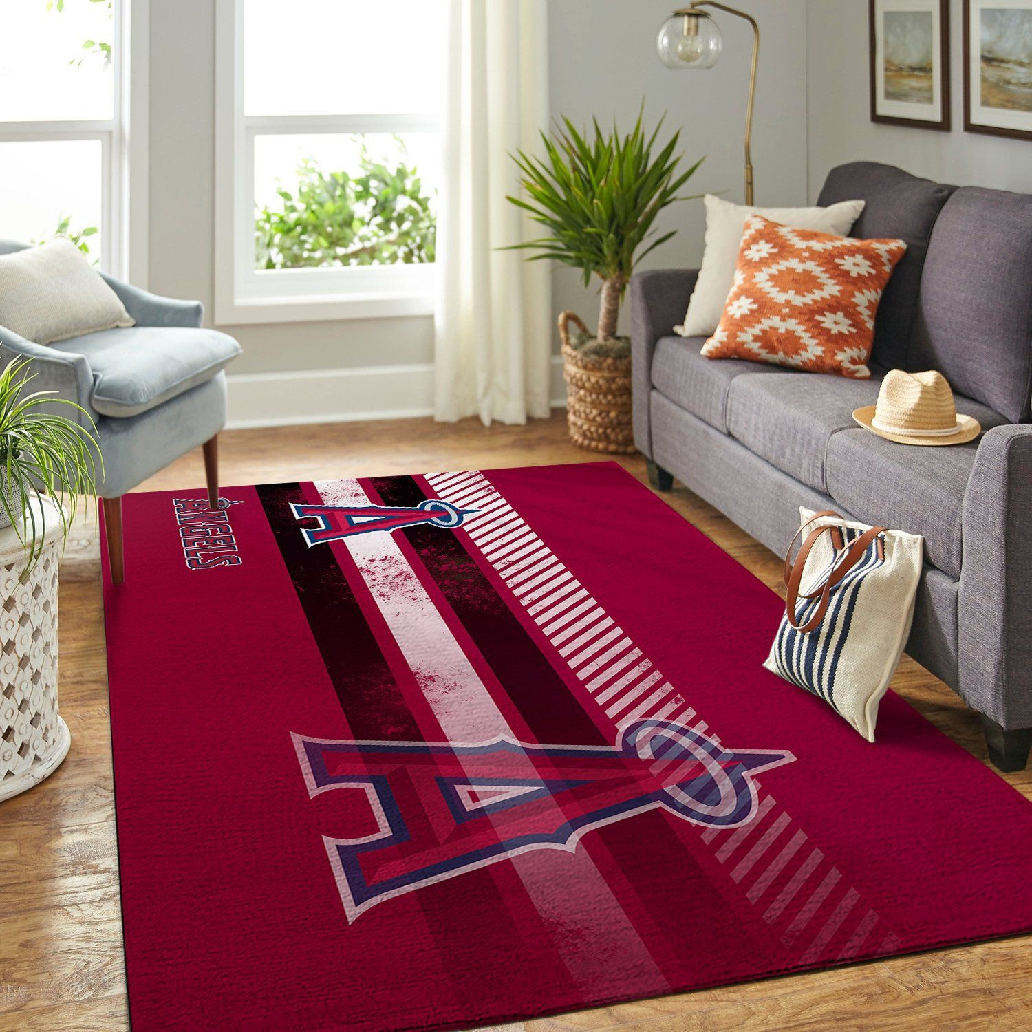 Los Angeles Angels Team Logo Nice Gift Rectangle Area Rug – Full Print Carpet For Living Room & Bedroom Home Decor