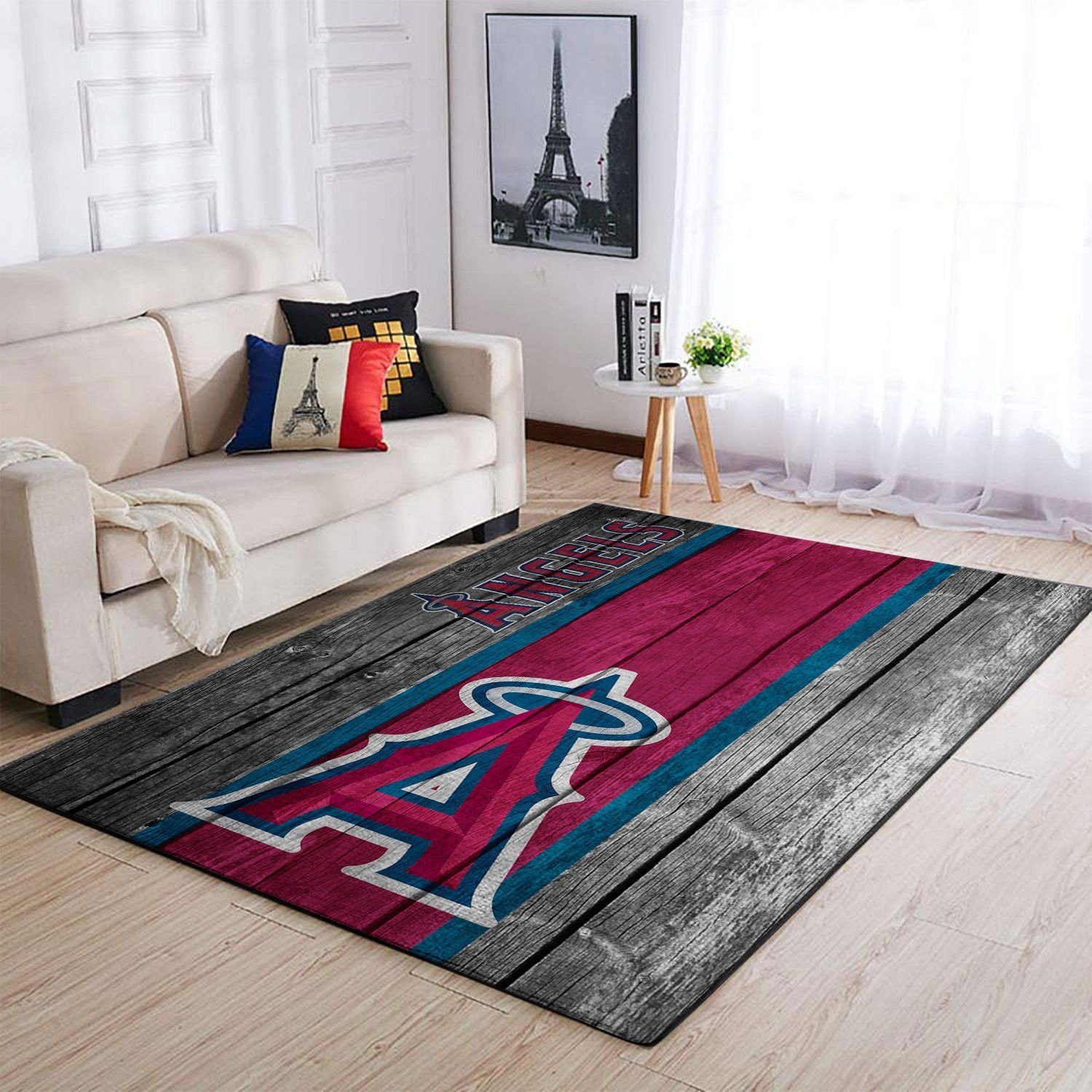 Los Angeles Angels Team Logo Wooden Rectangle Area Rug – Full Print Carpet For Living Room & Bedroom Home Decor