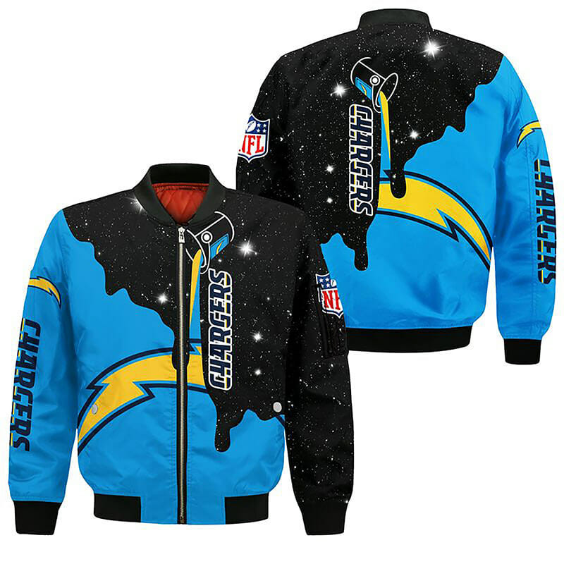 Los Angeles Chargers Blue Black Bomber Jacket | NFL Team Jacket for Men & Women | Football Fan Gift