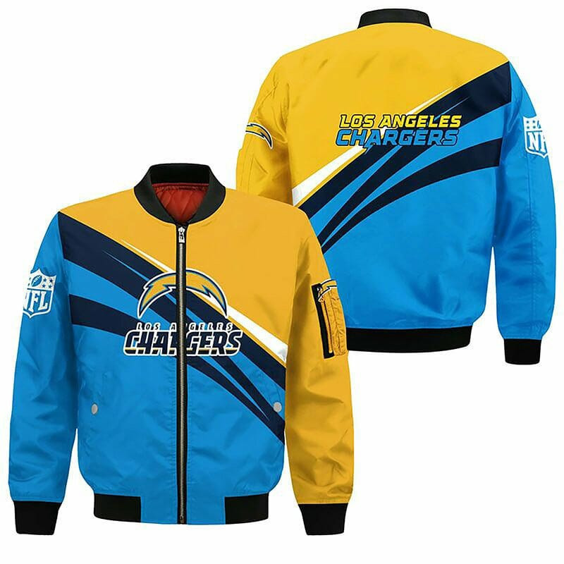 Los Angeles Chargers Blue Gold Bomber Jacket | NFL Team Jacket for Men & Women | Football Fan Gift