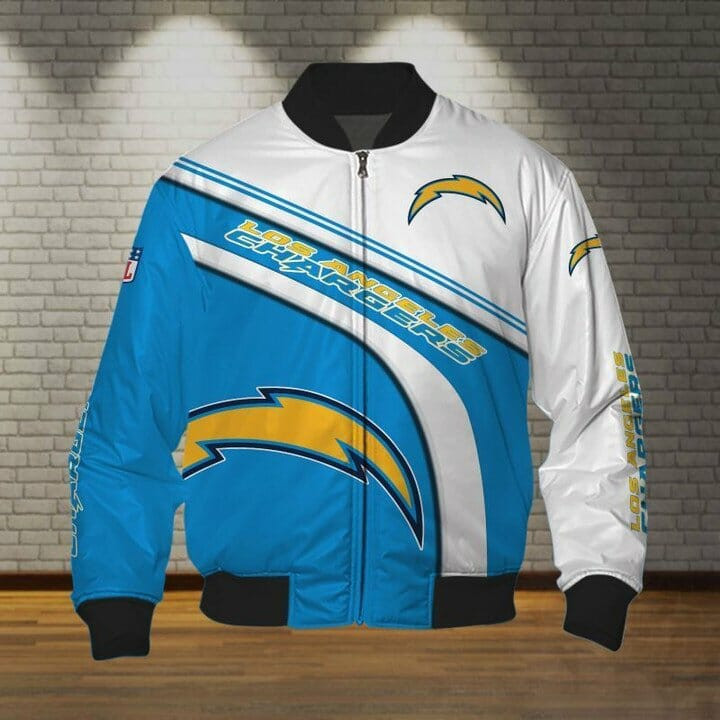 Los Angeles Chargers Blue White Bomber Jacket | NFL Team Jacket for Men & Women | Football Fan Gift
