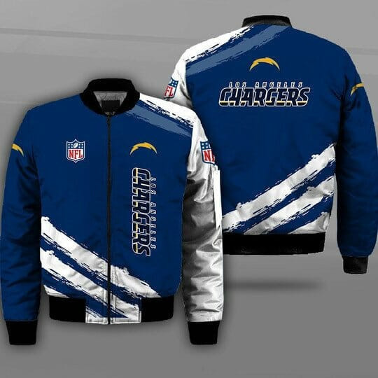 Los Angeles Chargers Blue White Bomber Jacket | NFL Team Jacket for Men & Women | Football Fan Gift