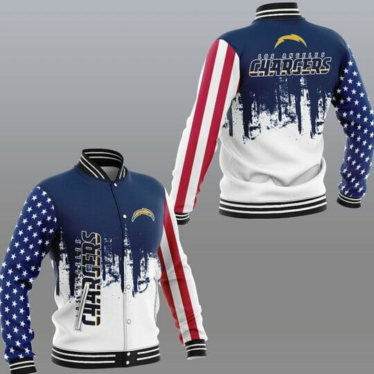 Los Angeles Chargers Blue White Varsity Baseball Jacket for Men & Women | NFL Team Fan Gift