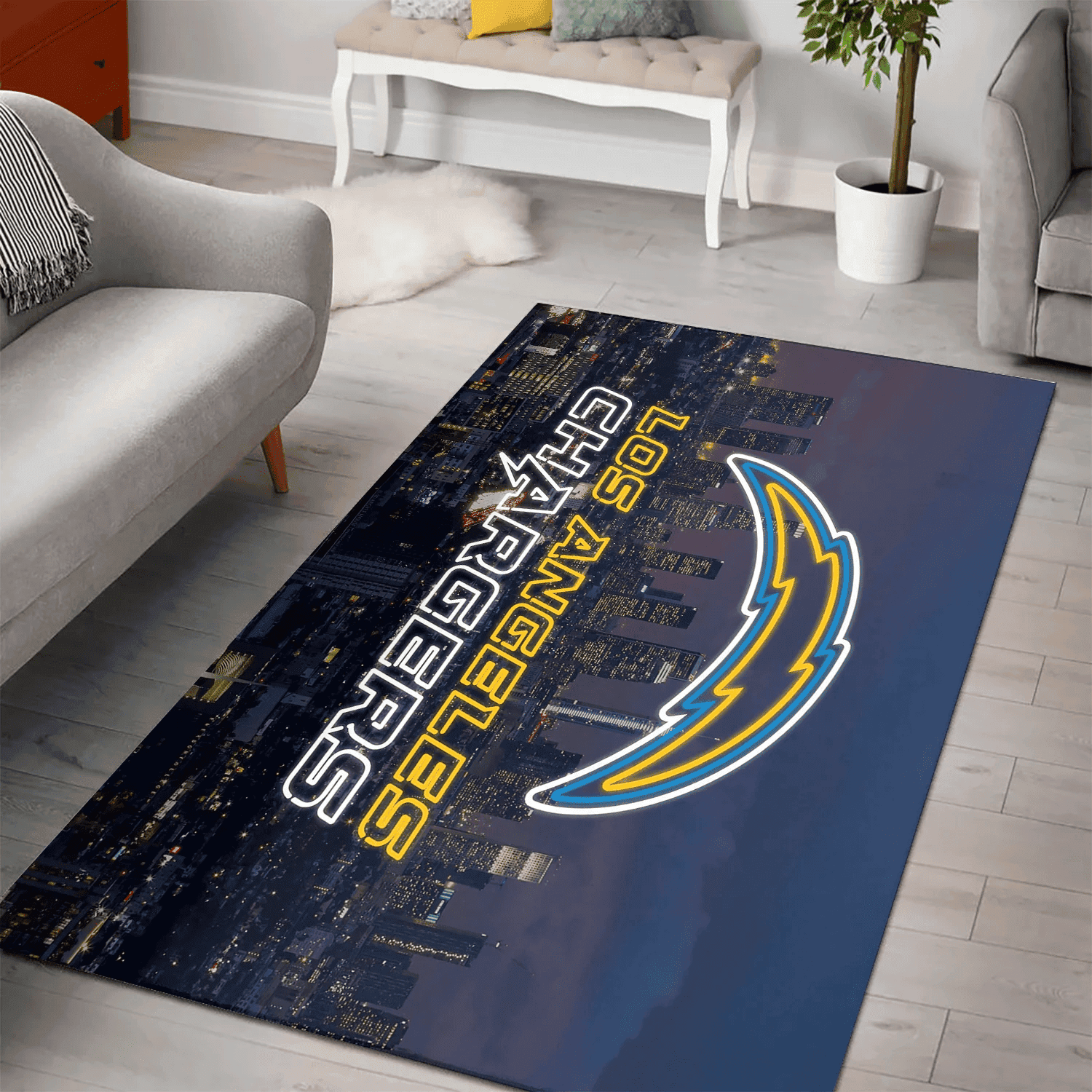 Los Angeles Chargers City 3D Full Print Rectangle Area Rug – Full Print Carpet For Living Room & Bedroom Home Decor