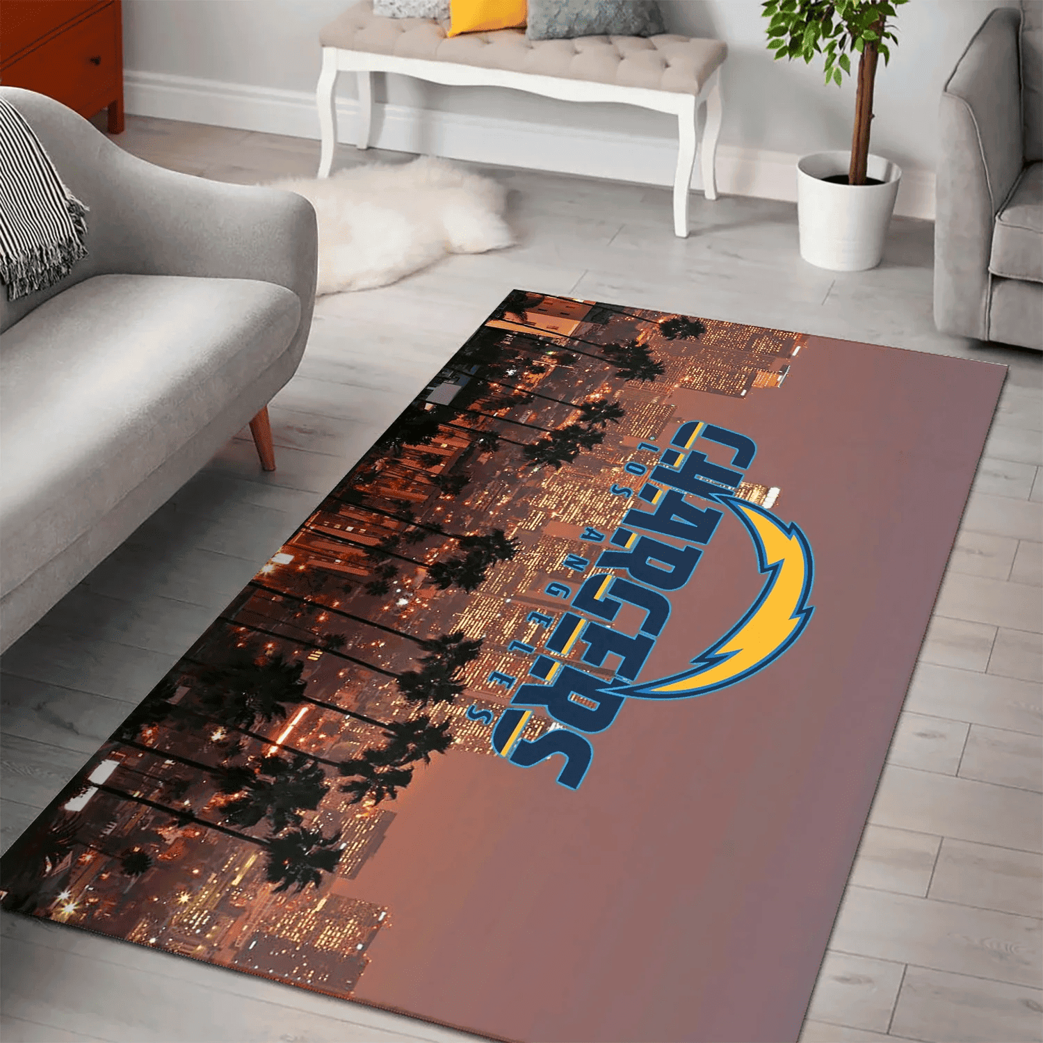 Los Angeles Chargers City V2 3D Full Print Rectangle Area Rug – Full Print Carpet For Living Room & Bedroom Home Decor