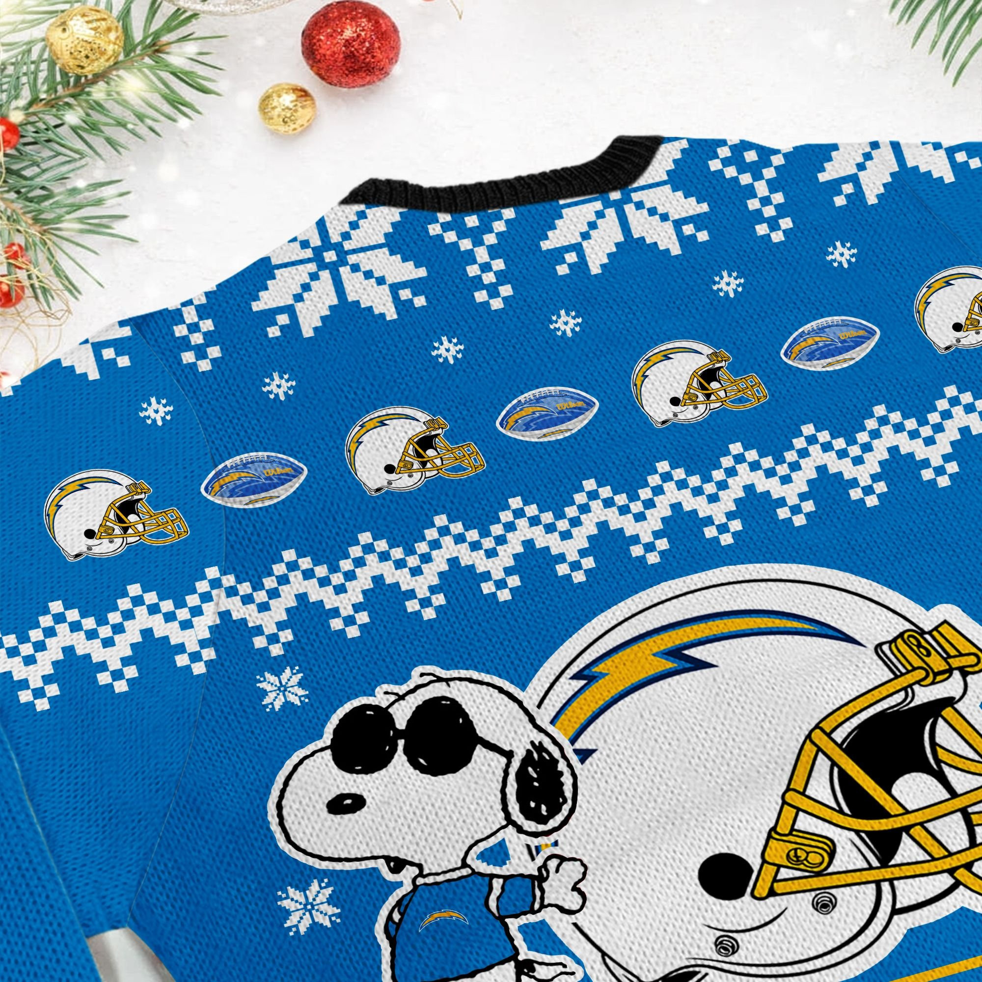 Los Angeles Chargers Cute The Snoopy Show Football Helmet 3D Ugly Christmas Sweater Perfect Holiday Gift - Image 6
