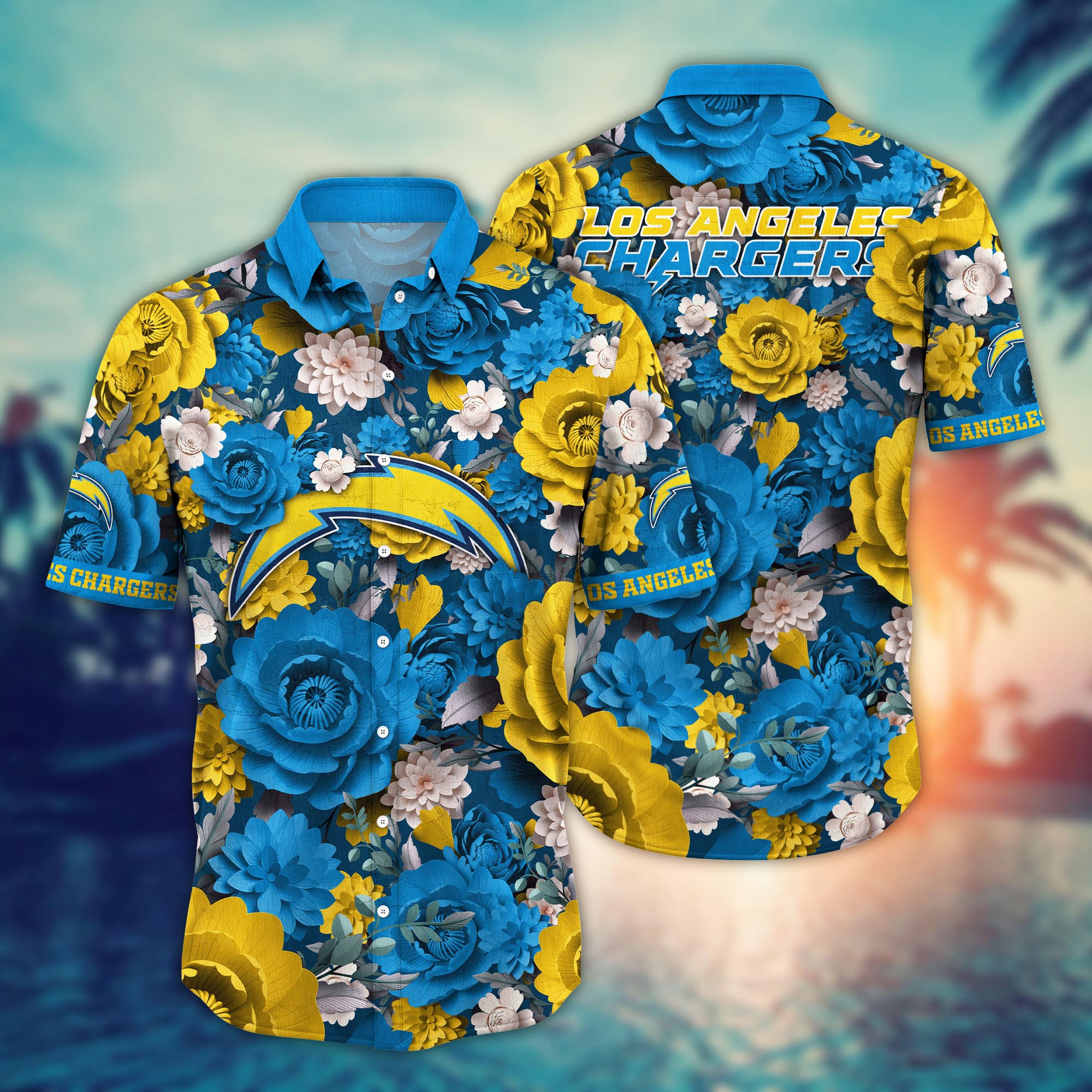 Los Angeles Chargers Floral Thunderstorm Aloha Hawaiian Shirt for Men & Women