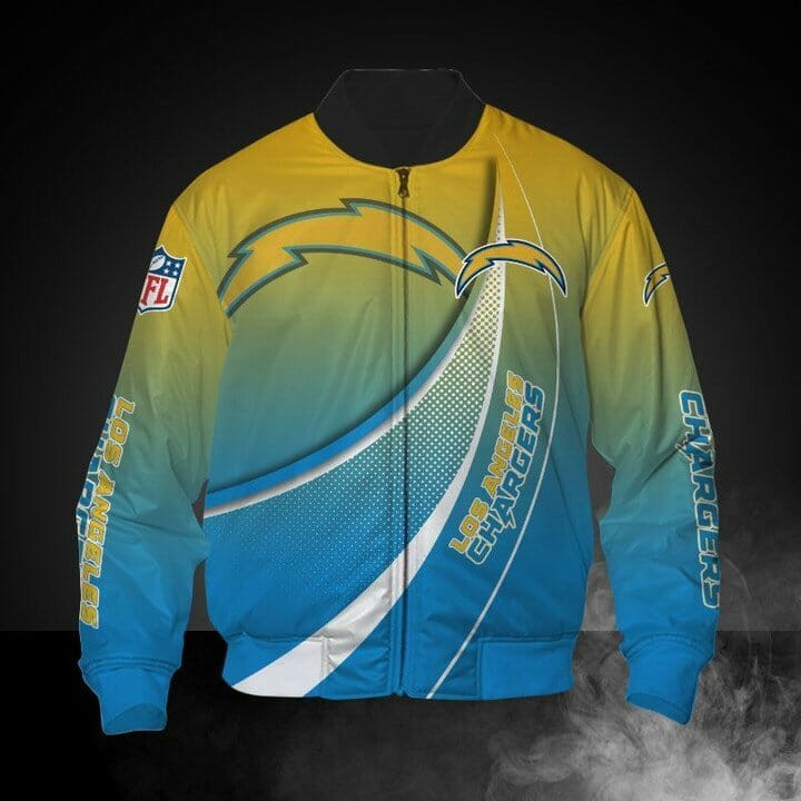 Los Angeles Chargers Gold Blue Bomber Jacket | NFL Team Jacket for Men & Women | Football Fan Gift