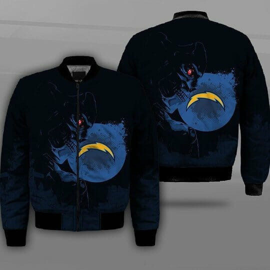 Los Angeles Chargers Gold Blue Skull Bomber Jacket | NFL Team Jacket for Men & Women | Football Fan Gift