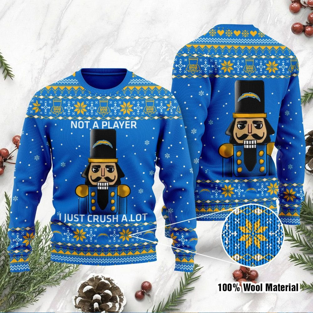 Los Angeles Chargers I Am Not A Player I Just Crush Alot Ugly Christmas Sweater, Perfect Holiday Gift