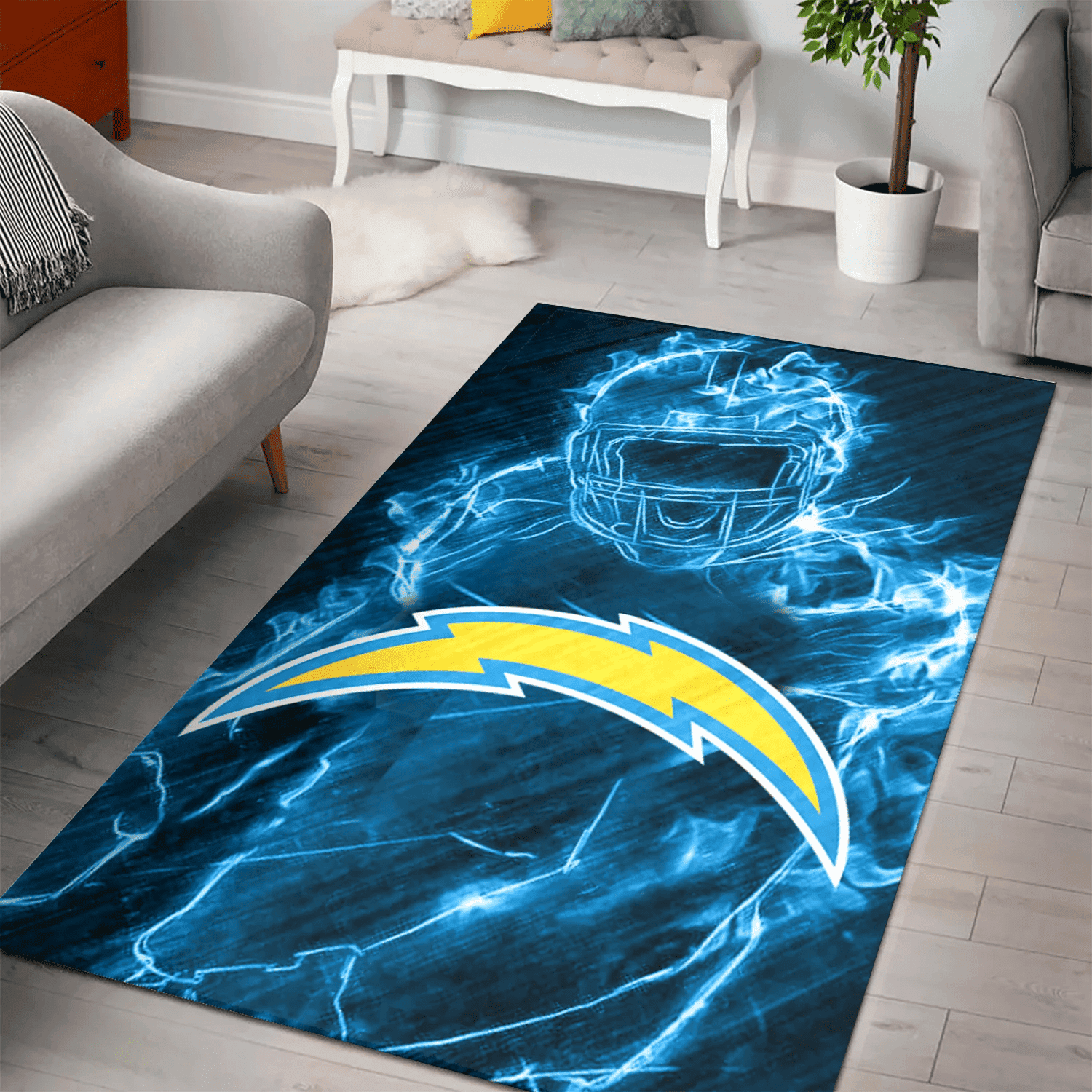 Los Angeles Chargers Legend 3D Full Print Rectangle Area Rug – Full Print Carpet For Living Room & Bedroom Home Decor