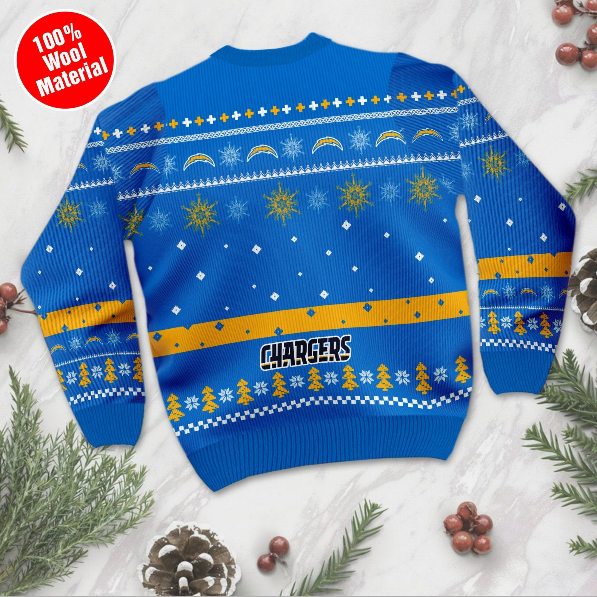 Los Angeles Chargers Mickey Mouse Funny Ugly Christmas Sweater - Image 3