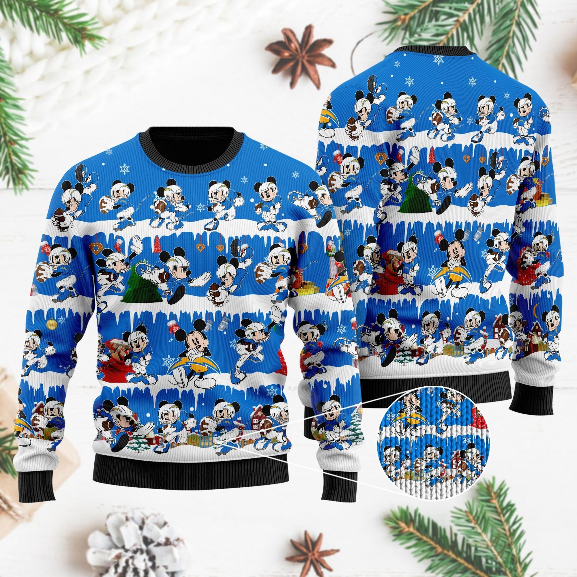 Los Angeles Chargers Mickey NFL American Football Ugly Christmas Sweater
