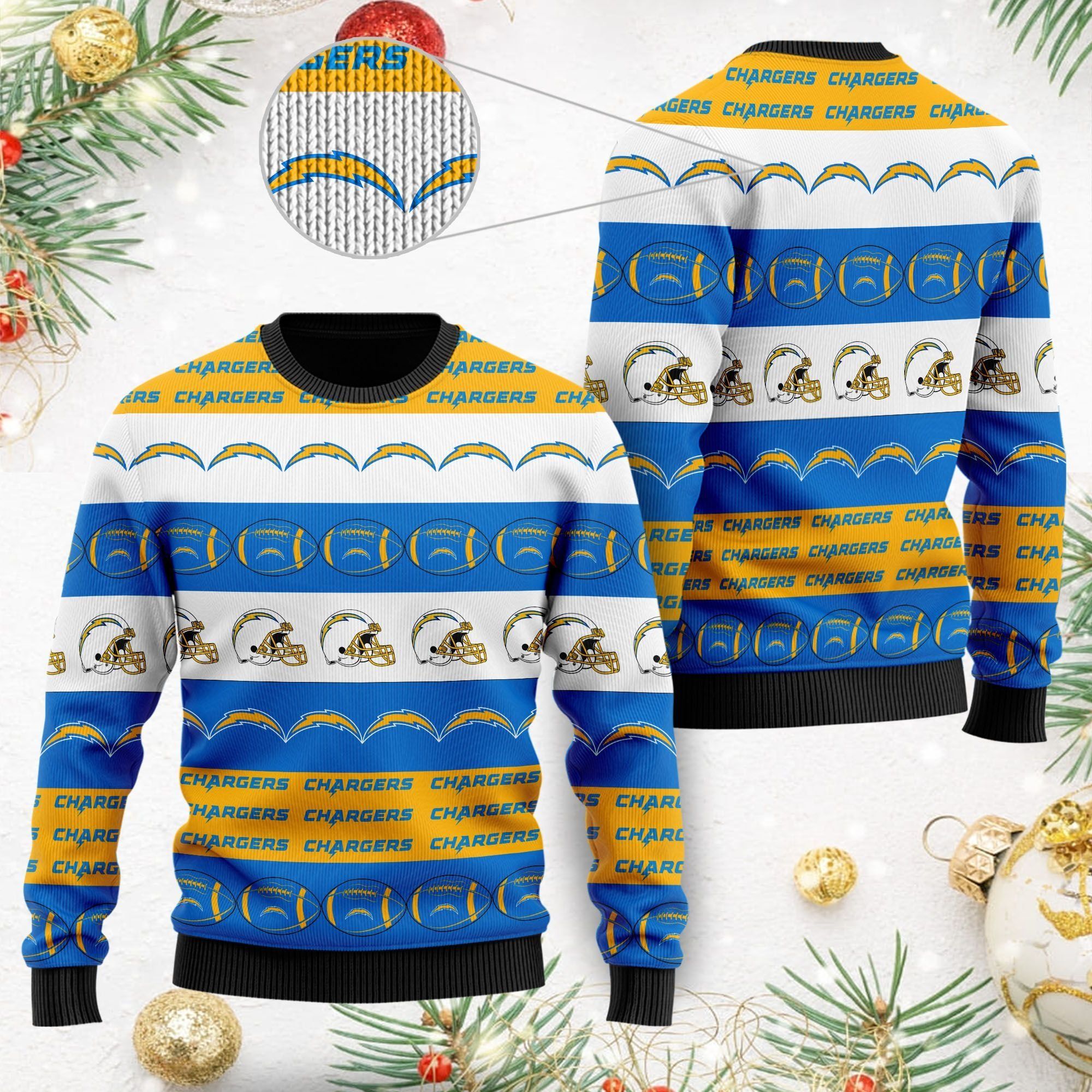 Los Angeles Chargers NFL American Football Team Logo Helmet Symbols Men Women Ugly Christmas Sweater
