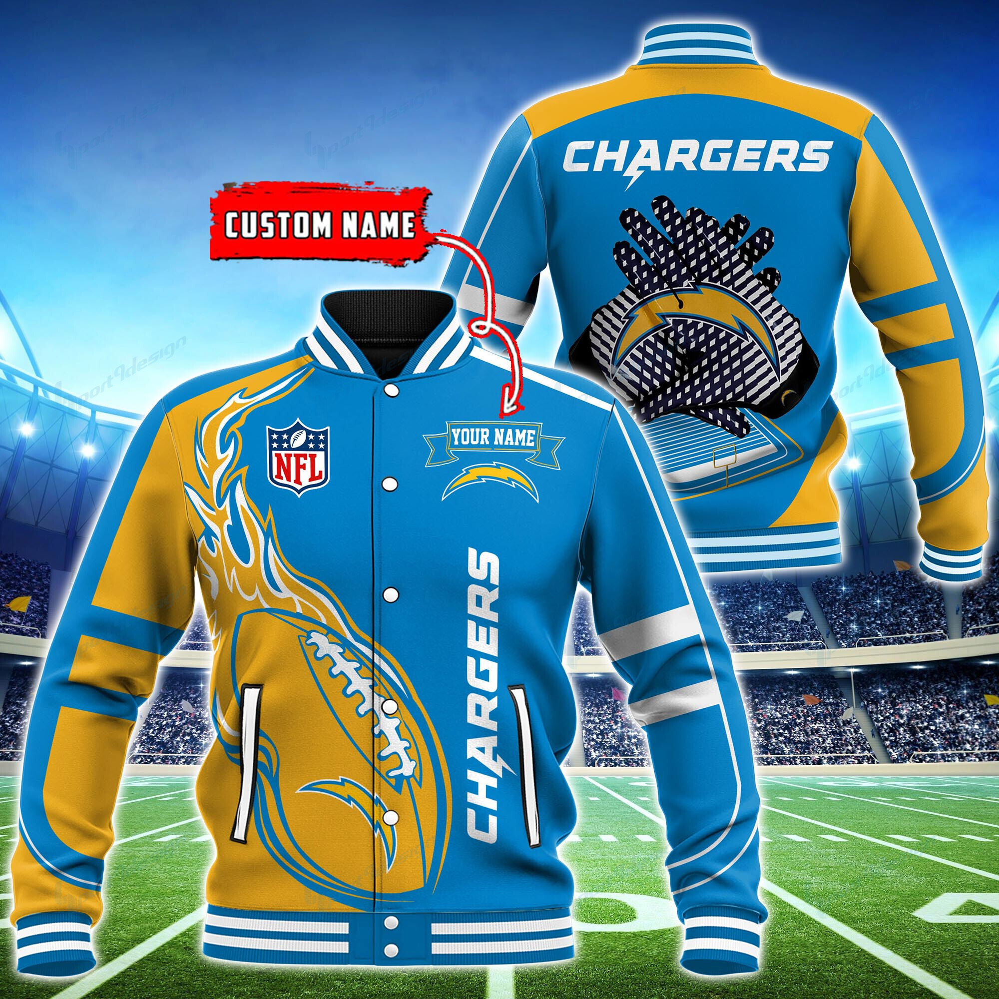 Los Angeles Chargers Personalized Baseball Jacket for Men & Women | NFL Team Fan Gift