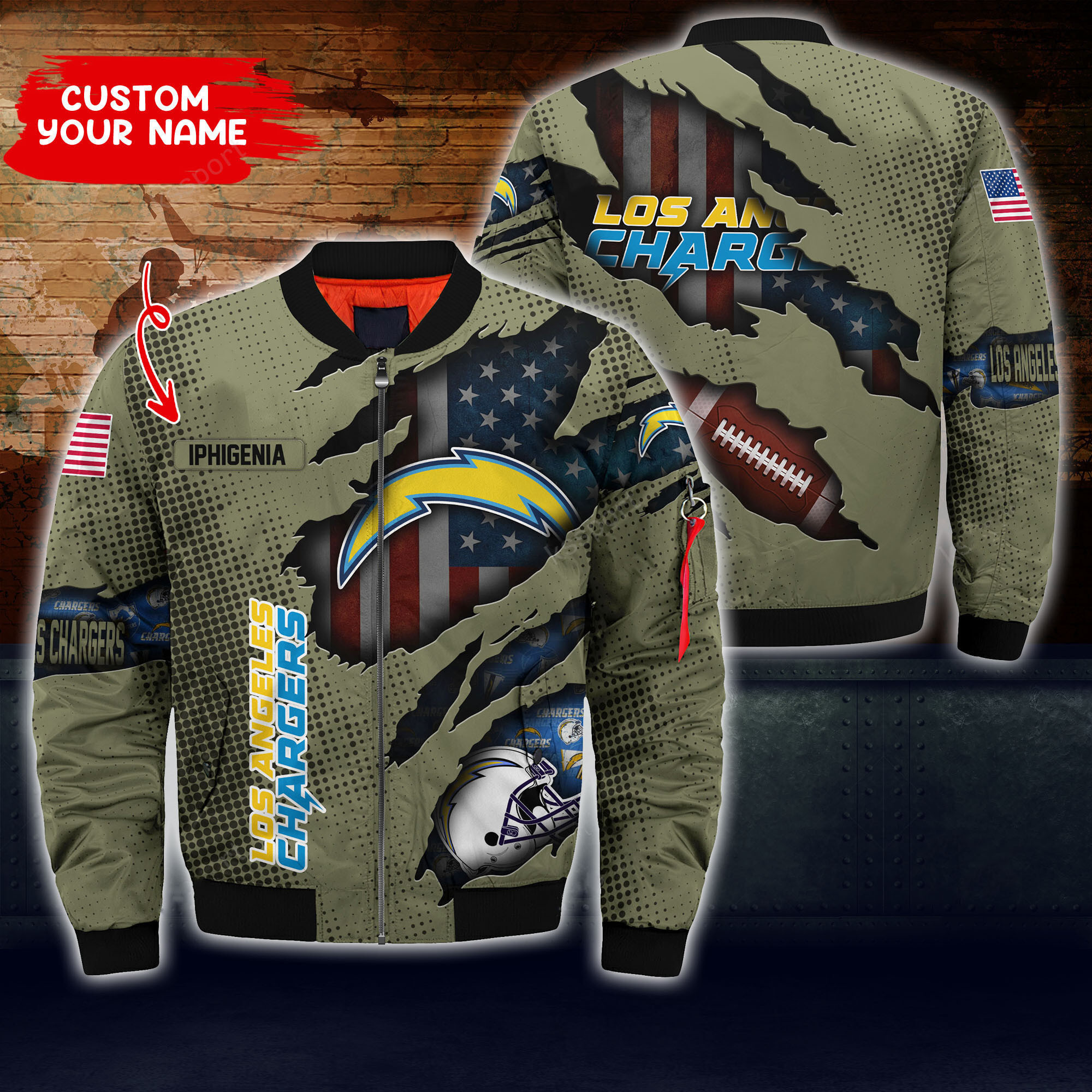 Los Angeles Chargers Personalized Thick Bomber Jacket | NFL Team Jacket for Men & Women | Football Fan Gift